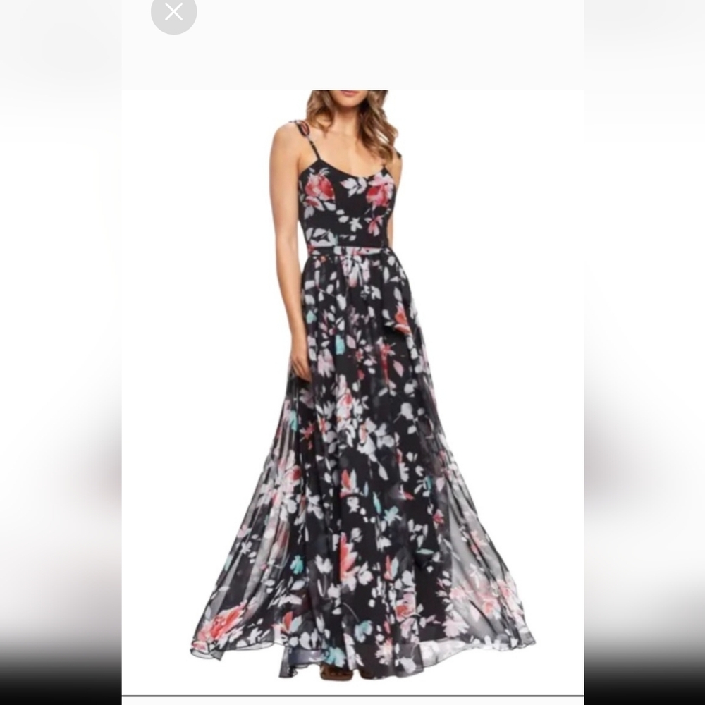 Dress The Population Hollie Black floral maxi sz XXL🏖 (14/16)